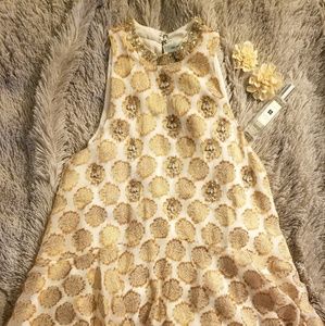 NWOT Kimchi Blue Beaded White/Gold Top